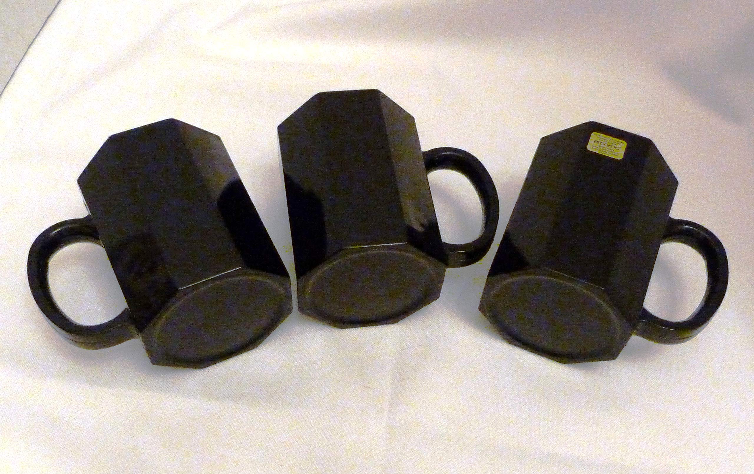 Amazon.com: ARC Set of 3 Arcoroc Octime Multi-Faceted Mugs Black